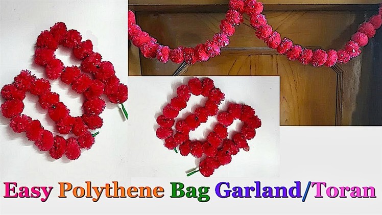 Easy Garland.Door Hanging making from polythene bag |DIY marigold garland Making |Best out  Of Waste