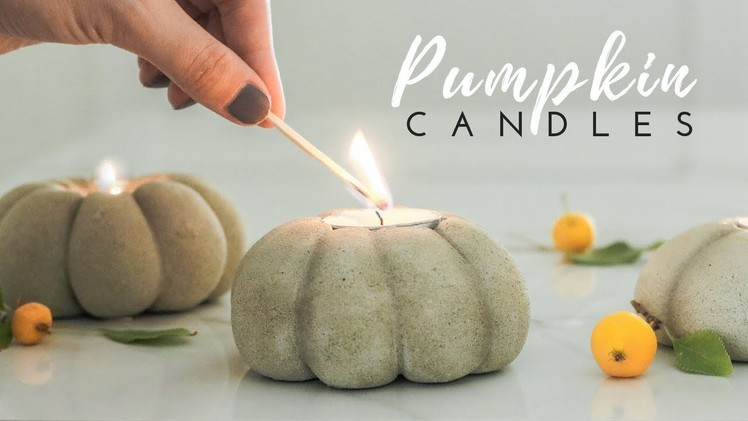 Easy Pumpkin Candle,  DIY mini concrete pumpkins for FALL DECOR!