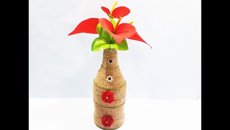 Glass Bottle Flower Vase | Waste Glass Bottle Decoration |DIY|