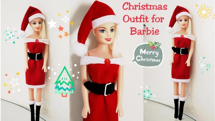 How to Make Christmas Outfit for Dolls.DIY Easy Barbie Dress.Mrs. Claus Christmas outfit for Dolls