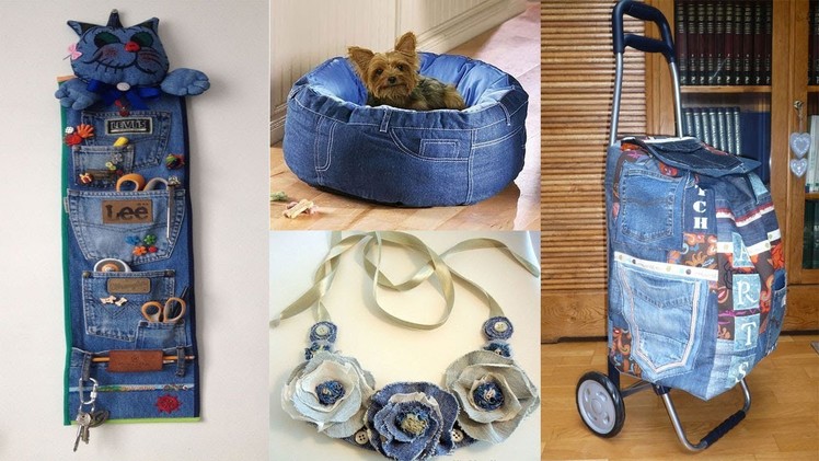RECYCLED CRAFTS IDEAS - 35 DIY Old Jeans Projects