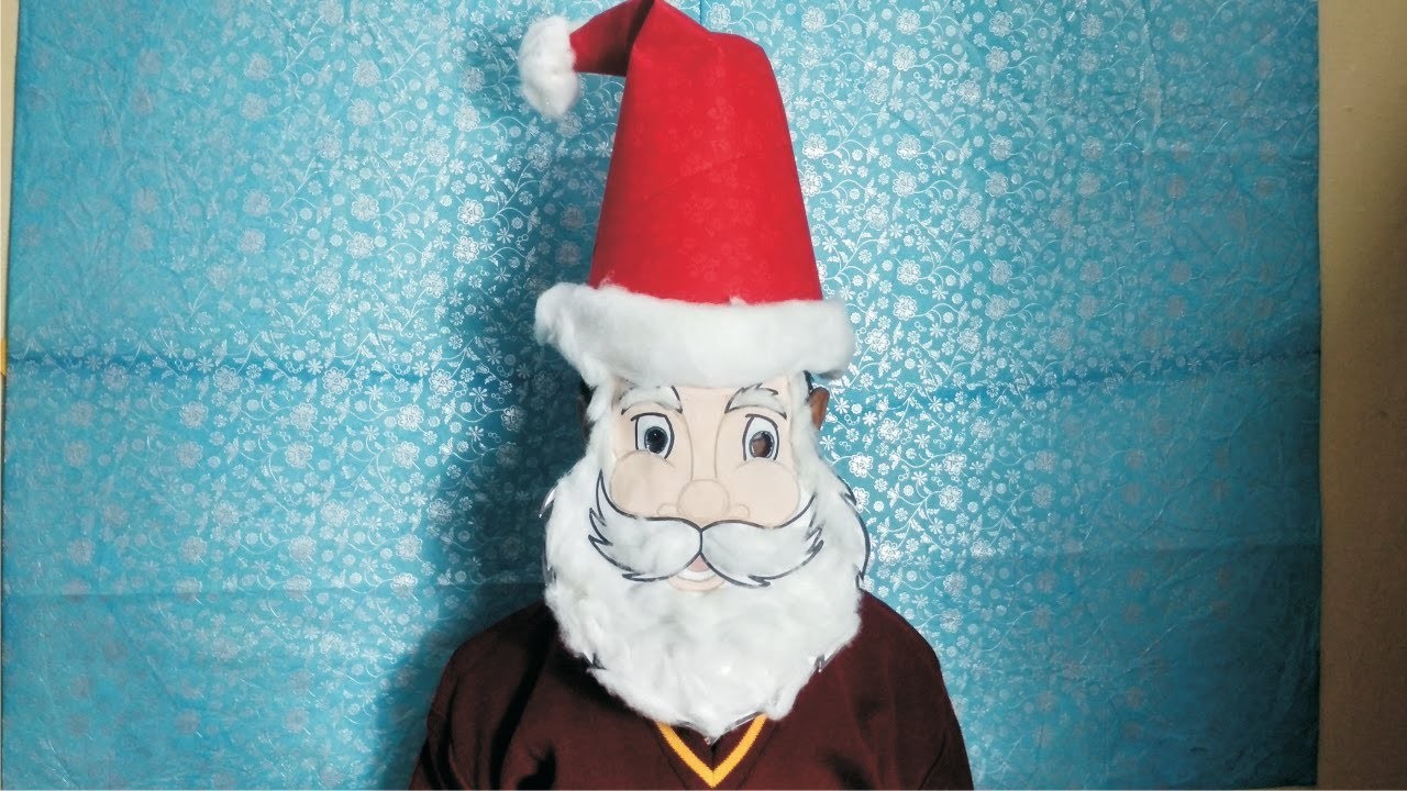 Santa face mask diy l No elastic Santa Claus face mask l how to make