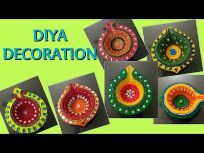 6 types of decorative diyas||Diya decoration for diwali||diy diya||how to decorate diya at home