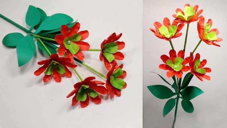 Beautiful Paper Flower Idea with Stick | Stick Flower for Home Decoration | Jarine's Crafty Creation
