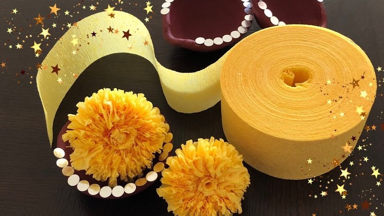 Colorful DIY Diwali Decoration Ideas | crepe streamer marigold