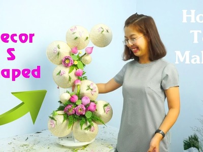 Decor S shape with Asia hat mix Lotus flower arrangement| DIY Flower