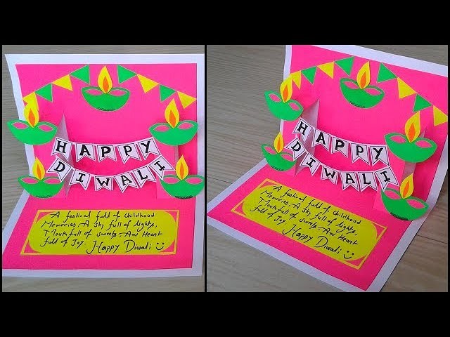 Diwali greeting card. easy greeting card for diwali.Diy diwali pop up card