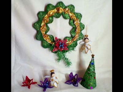 Diy 4  adornos hechos con carton de huevo   Christmas decorations with egg carton