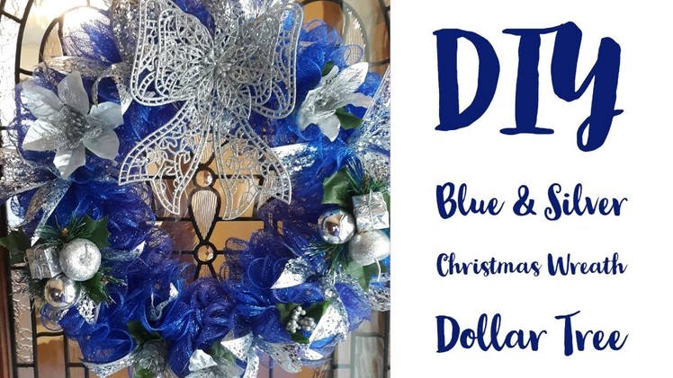 DIY Blue and Silver Christmas Wreath.Dollar Tree