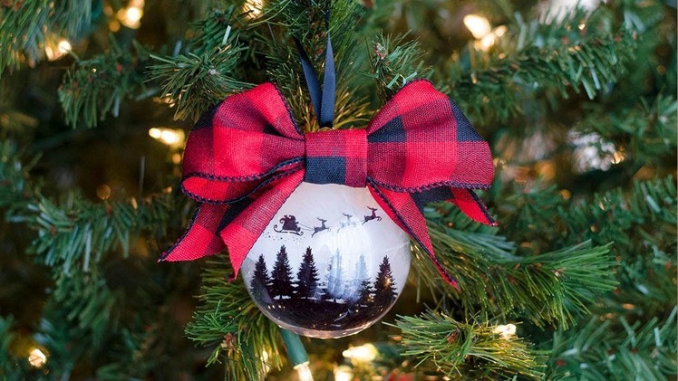 DIY Christmas Ornament with Buffalo Plaid Bow