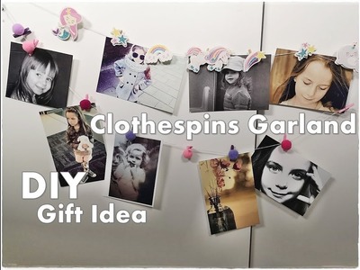 DIY Clothespins Garland with Pom Pom Budget Gift Idea ♡ Maremi's Small Art ♡