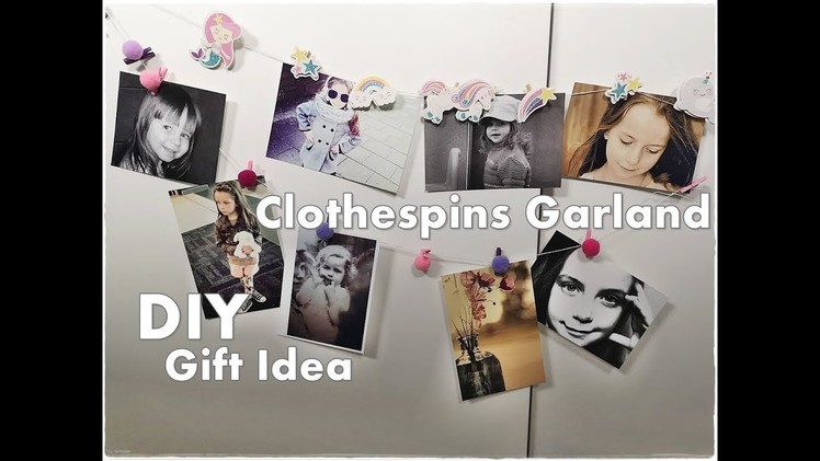 DIY Clothespins Garland with Pom Pom Budget Gift Idea ♡ Maremi's Small Art ♡