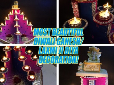 DIY Diwali Home Decoration Ideas:How to Make Ganesh Diwali Diya Stand From Cardboard|Best From Waste