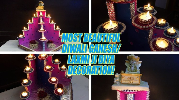 DIY Diwali Home Decoration Ideas:How to Make Ganesh Diwali Diya Stand From Cardboard|Best From Waste
