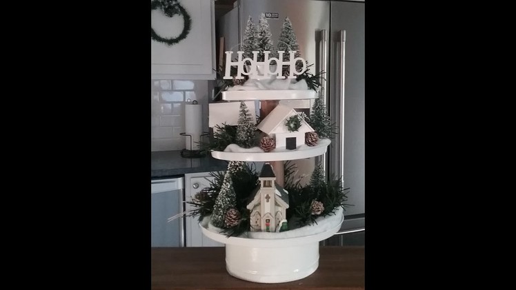 DIY DOLLAR TREE Christmas Farmhouse Tiered Tray