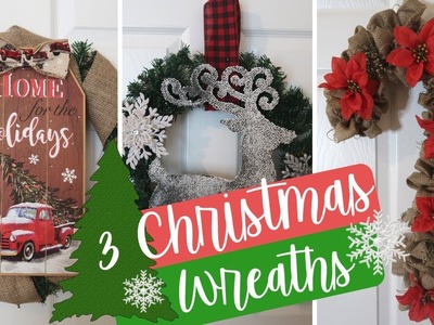 DIY Dollar Tree Christmas Farmhouse Decor | 3 Christmas Wreaths | Rustic Decor |  Christmas 2018