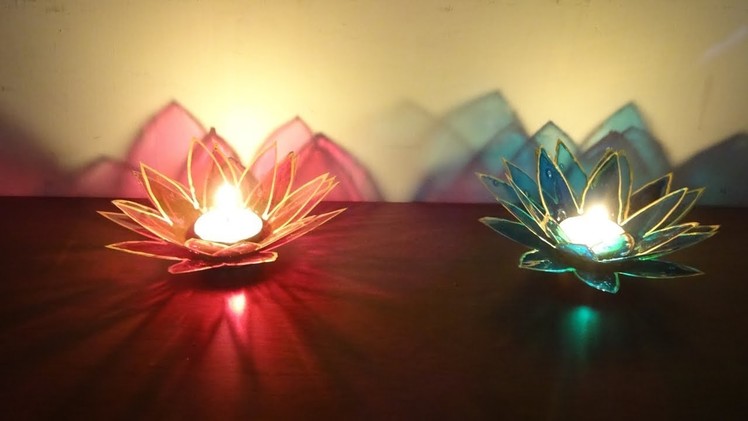 DIY Lotus shaped Candle Holder. Easy Diwali decoration ideas