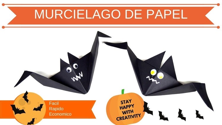 DIY - MURCIELAGO DE PAPEL - PAPIROFLEXIA - HALLOWEEN :) Facil de hacer y Economico