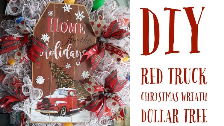 DIY Red Truck Christmas Wreath.Dollar Tree