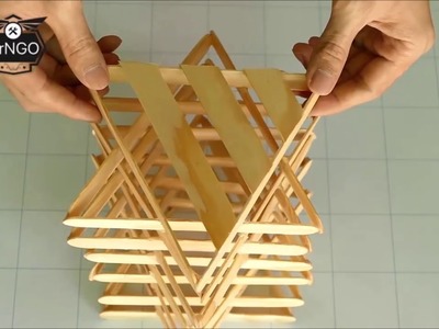 #DIY ROOM DECOR! How to Make a Popsicle Stick Lamp   Easy Crafts Ideas at Home