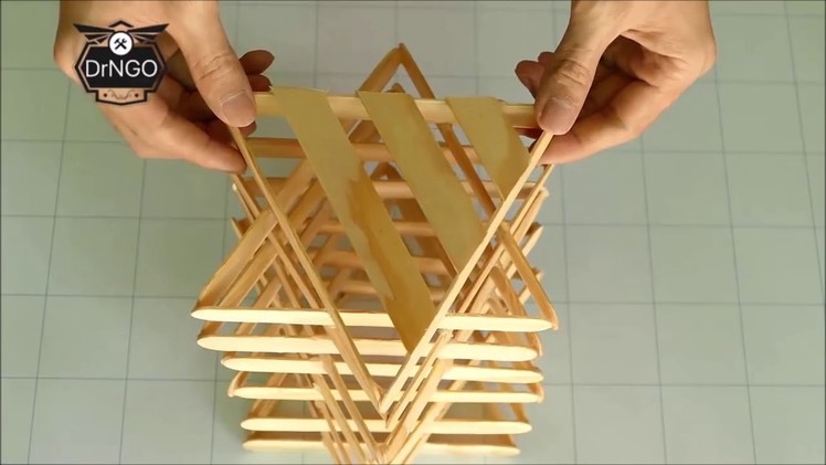 #DIY ROOM DECOR! How to Make a Popsicle Stick Lamp   Easy Crafts Ideas at Home