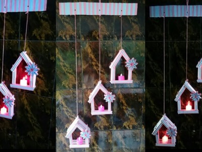 DIY room Decor || how to make Beautiful Wall Hanging light.candle.diya holder ||