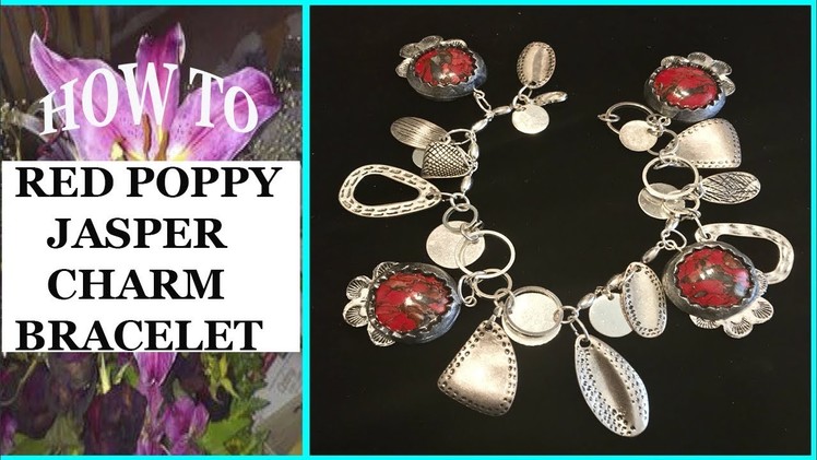 FAUX RED POPPY JASPER CHARM BRACELET FROM POLYMER CLAY