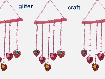 Heart Wall Hanging Make With Glitter Art Paper || Best Glitter paper Crafts Idea