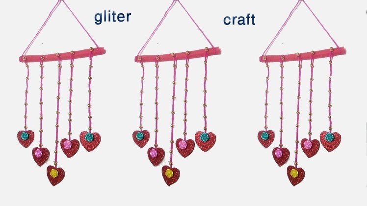 Heart Wall Hanging Make With Glitter Art Paper || Best Glitter paper Crafts Idea