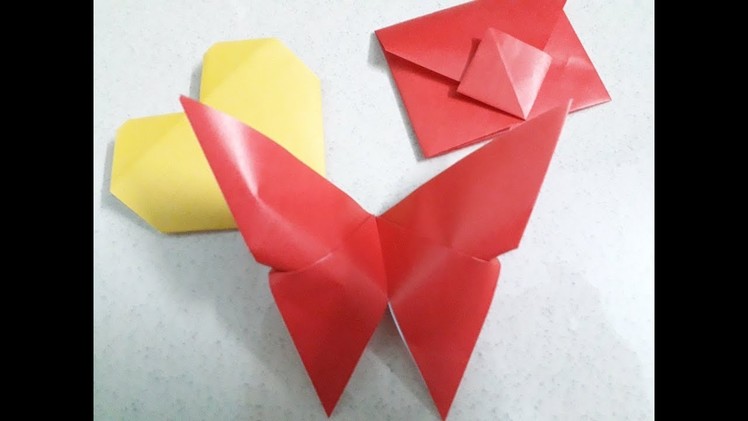 How to make a red lovely butterfly | paper craft to decor Cách gấp con bướm giấy