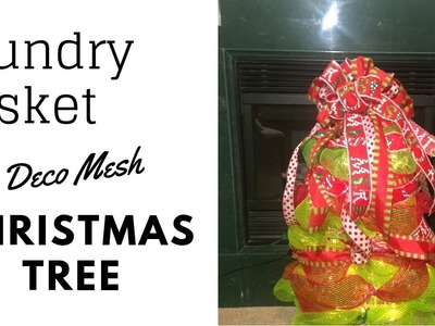 LAUNDRY BASKET DECO MESH CHRISTMAS TREE DIY