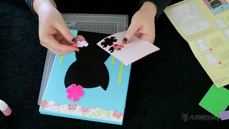 Making a cute cat collage with felt and paper | ASMR Art & Craft | No talking