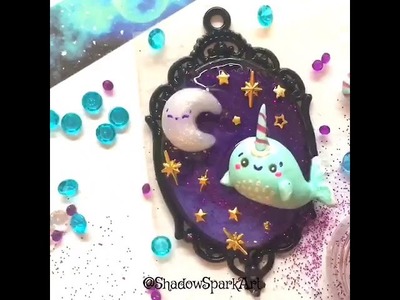 Making a Narwhal Night Sky with UV Resin and Polymer Clay ( ◠‿◠ )