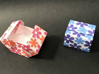 Origami Gift Box that opens and closes. one piece of paper