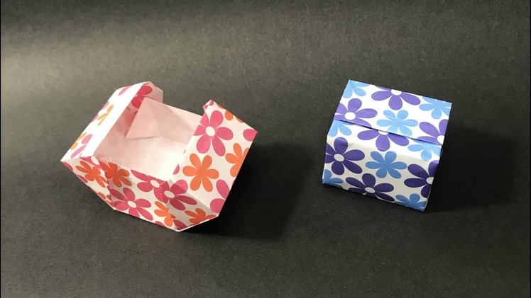 Origami Gift Box that opens and closes. one piece of paper