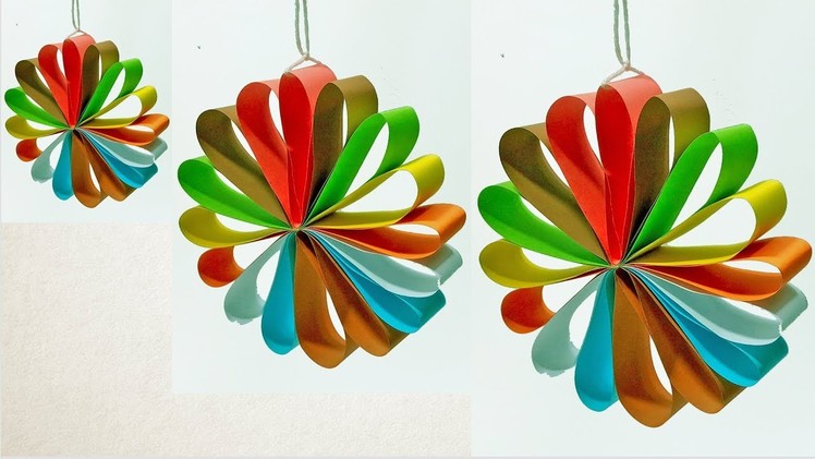 Paper Crafts Ideas For Christmas Decorations |  Multi Colored Hanging Paper Circle