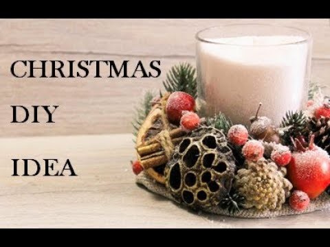 Winter Candle Holder. Candlestick. Christmas Candle wreath - DIY Candle Holder Ideas