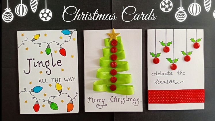 3 Christmas Cards for Kids.Handmade Cute Christmas Greeting Cards.Christmas Card Making Ideas