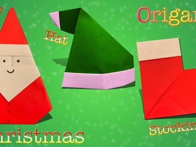 3 Christmas Origami in 5 Minutes (Santa Claus - Hat - Stockings)