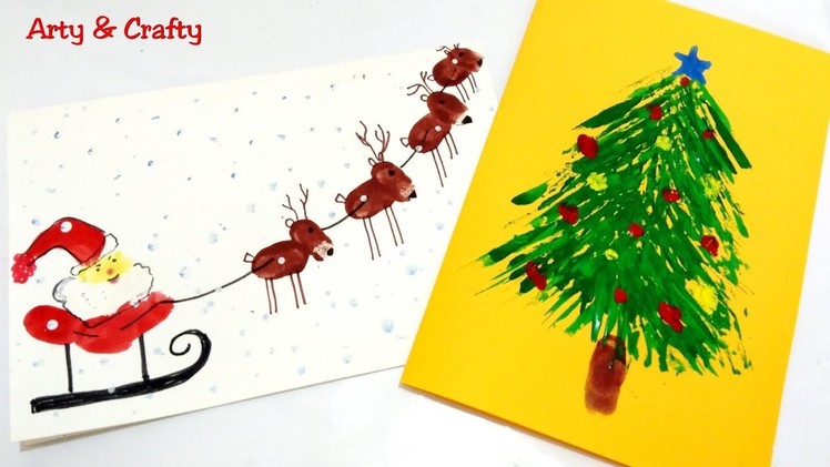 Christmas Cards for Kids.Handmade Christmas Greeting Card.Easy Christmas Cards