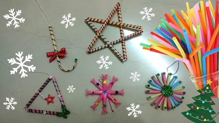 Christmas decoration ideas|Handmade Christmas ornaments|Drinking straw X mas craft |How to make|DIY