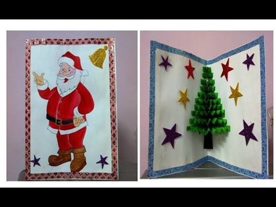 Christmas Greeting Card | 3D Christmas Pop Up Card | Santa Claus drawing | How to draw Santa Claus