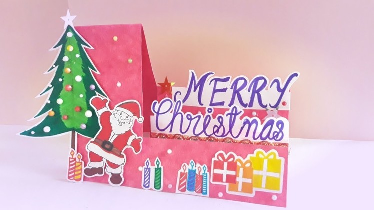 Christmas Greeting card || side step greeting card idea for Christmas