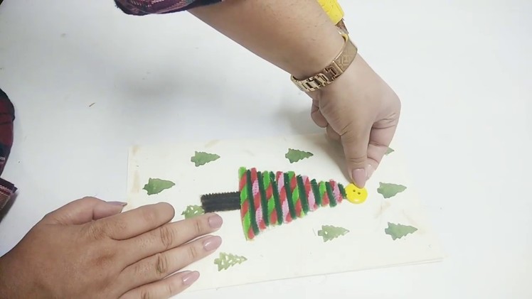 Christmas ???? tree card. Christmas Handmade card using pipe cleaners