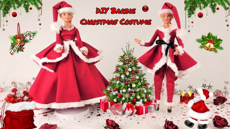 DIY Barbie Christmas Costume, Barbie Santa Costume. Making Easy  Clothes for Barbies