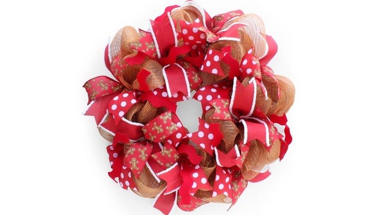 DIY Gingerbread Holiday Deco Mesh Wreath