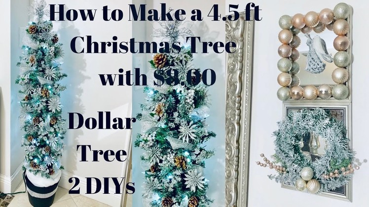 Easiest How to Make a Christmas Tree with $8.00 Dollar Tree 2 DIYs Christmas decor ideas