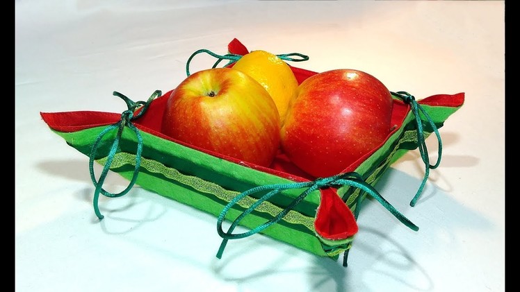 Easy Handmade Christmas gifts - fruit and bread basket (fabric + felt) no sew.