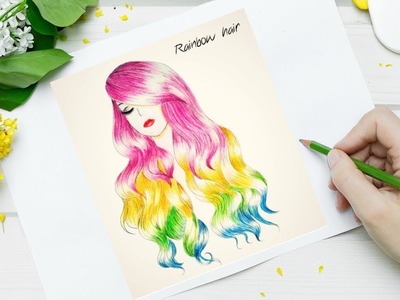 How to draw Rainbow Hair