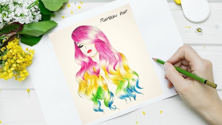 How to draw Rainbow Hair